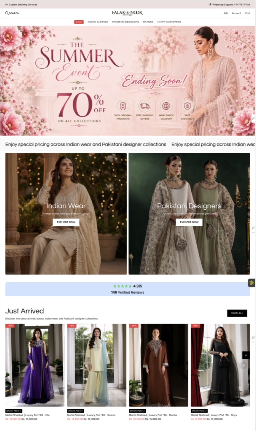Falak-e-Noor: premium ethnic-wear store, 4.9★ from 146 reviews