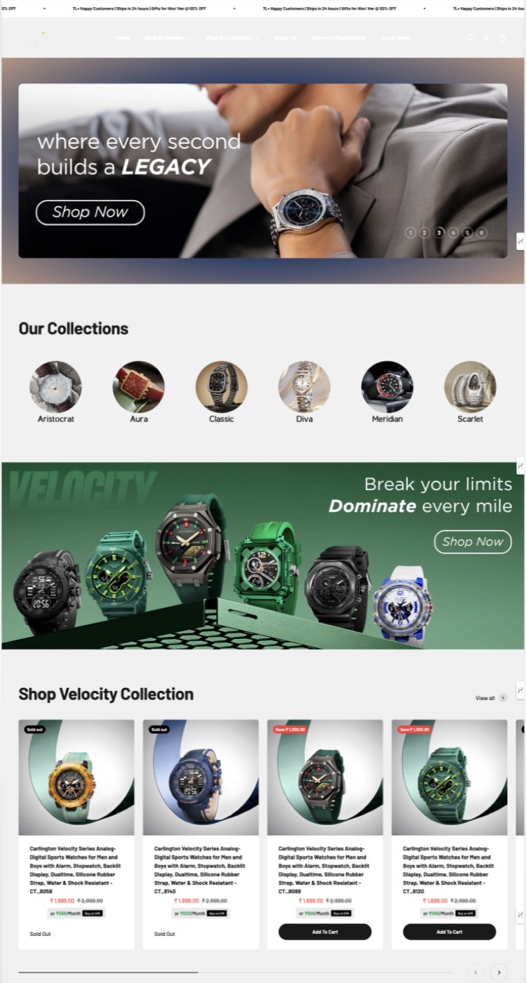 Collection-driven watch brand store engineered to sell