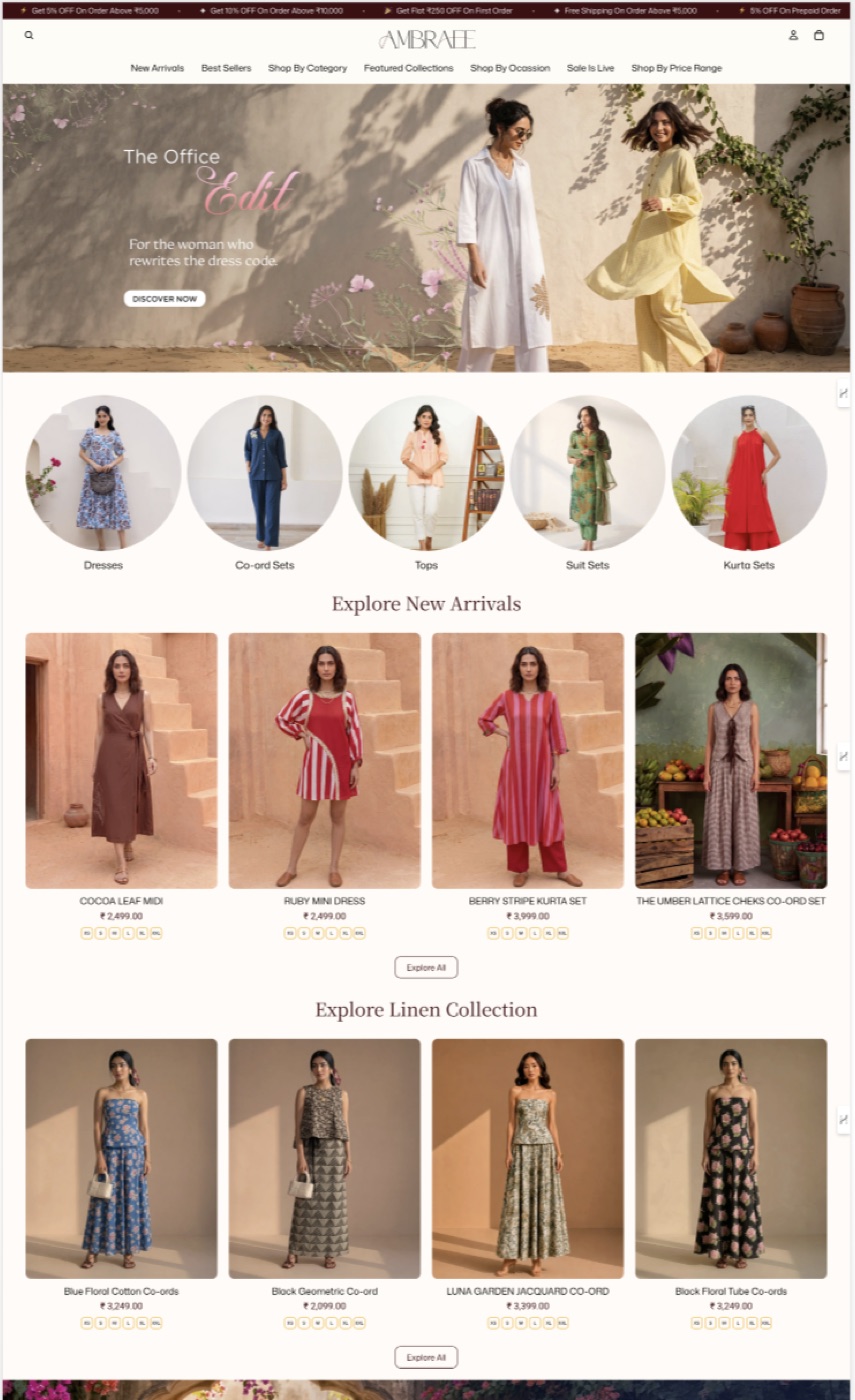 Ambraee: clean, category-led women’s fashion store