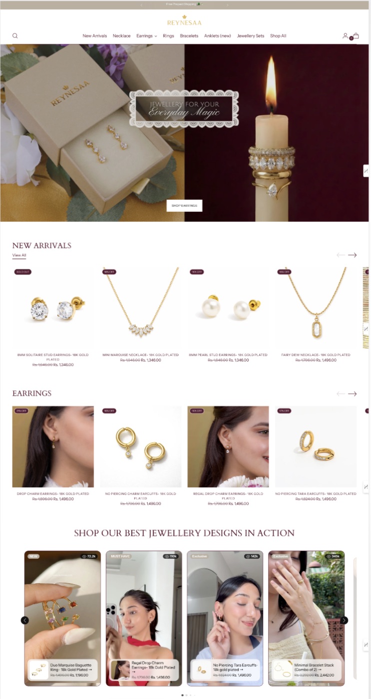 Reynesaa: demi-fine jewellery store with shoppable video