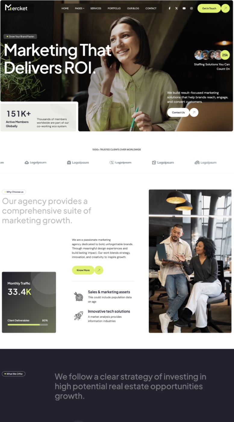 Mercket: marketing-agency site built around ROI and proof