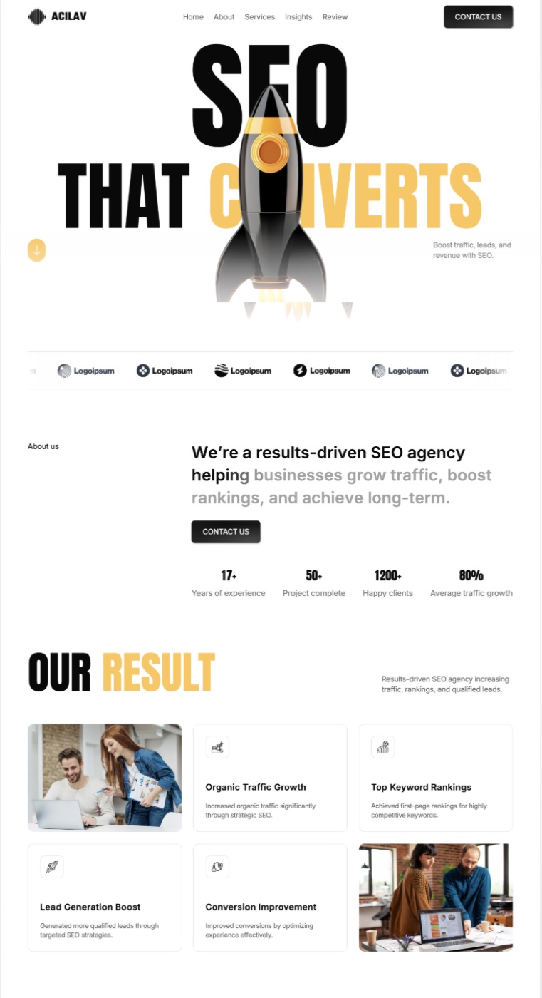 Acilav: results-driven SEO-agency site with a strong proof section